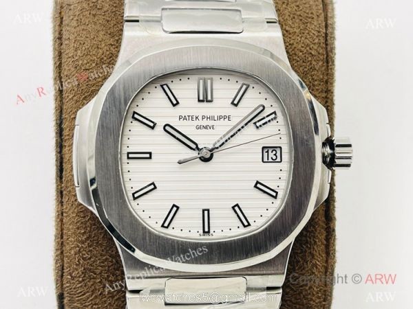 PFF Factory V4 Patek Philippe Nautilus Replica Watch Swiss 9015 Stainless Steel White Dial 1