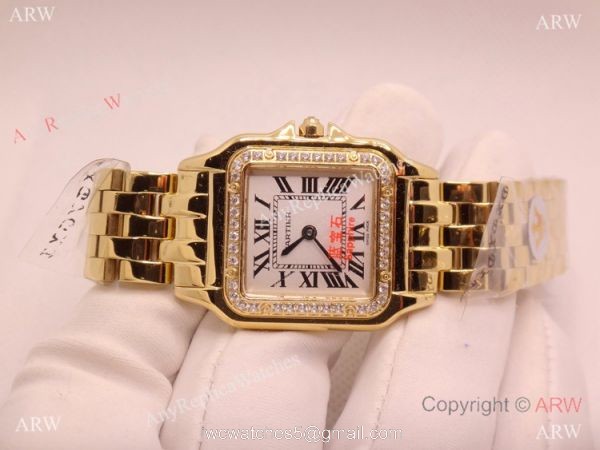 High Quality Cartier Panthere de Watch Yellow Gold Diamond Bezel 27mm 1