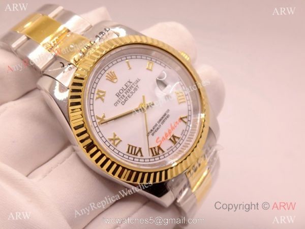 Copy Rolex Oyster Datejust Two Tone White Dial Mingzhu Watch 40mm for Men 1