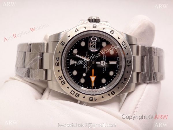 Copy Rolex Explorer II Orange GMT Stainless Steel Black Dial 42mm Watch 1