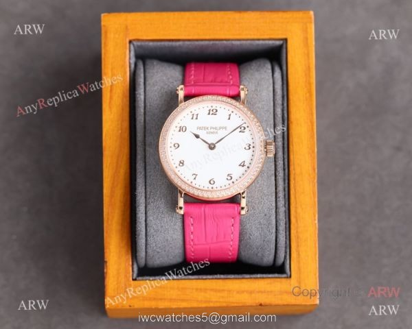Swiss Patek Philippe Calatrava Ultra-Thin Automatic Lady Watch Rose Gold White Dial 1