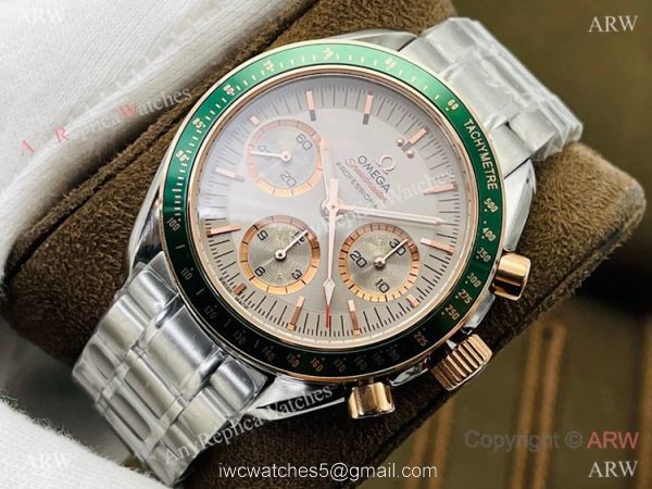 2021 New! Swiss Omega Speedmaster 7750 Watch Green Bezel Stainless Steel 1
