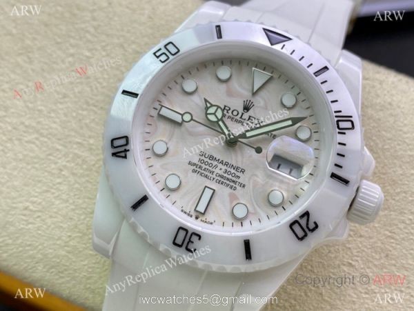 Swiss Rolex Submariner White Ceramic 5G Factory 3135 40mm Watch 1