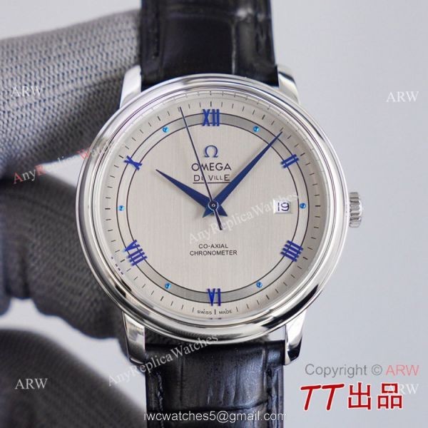 Swiss Quality Omega DeVille Co-Axial SS Rhodium Grey Dial Watch 8215 Movement 1