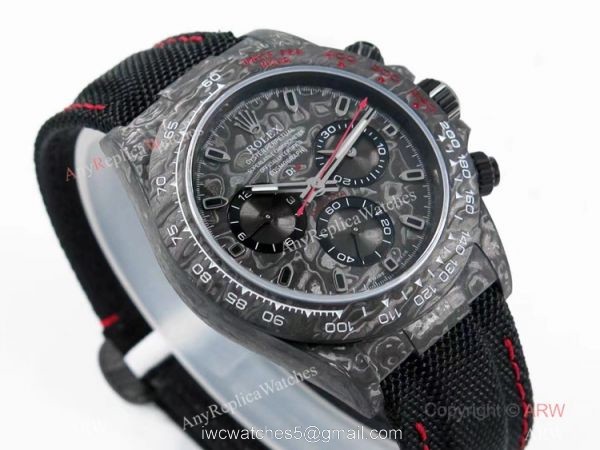 Super Clone Daytona Diw Carbon 4130 Noob 1:1 Best Edition Black Dial on Nylon Strap 1