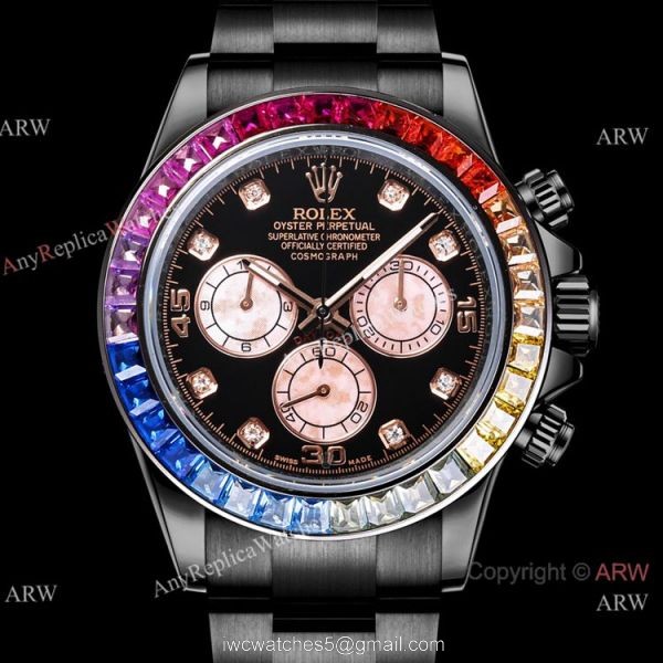 2021 New! Swiss Replica Rolex Daytona Blaken Rainbow 7750 Watch 40mm Black Venom Rose Gold Subdials 1