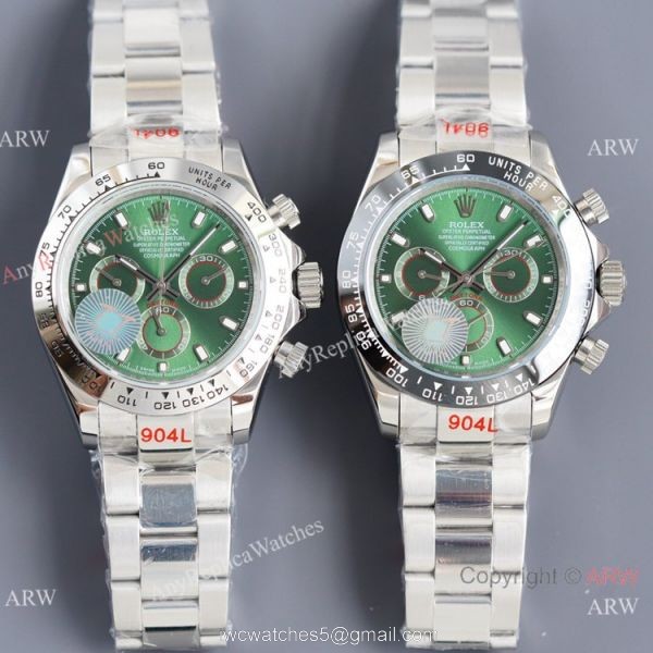 Swiss Quality Replica Rolex Comograph Daytona Citizen 8215 Watch Olive Green Dial Stainless Steel 1