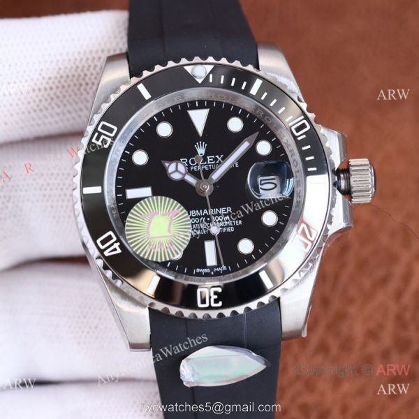 Swiss Quality Rolex Submariner Date Watch Citizen 8215 Blue Oysterflex Rubber Band 1