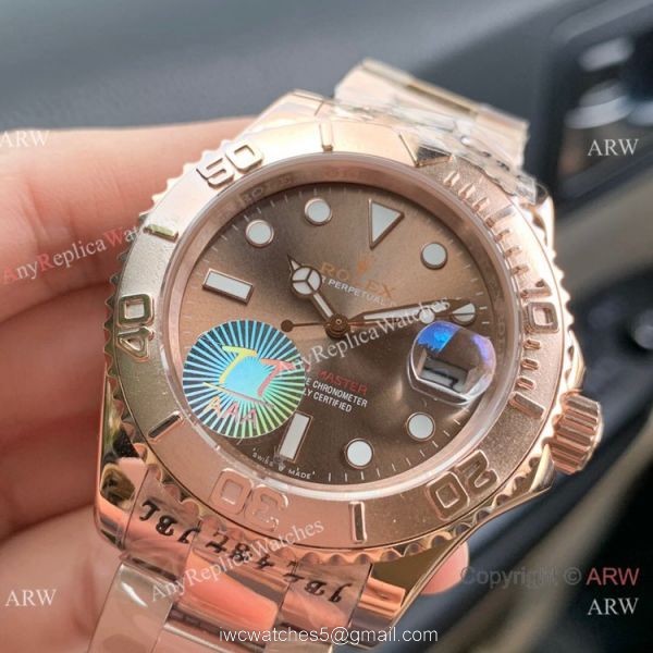 Swiss Quality Rolex Yachtmaster Citizen 8215 Watch 904l Rose Gold Chocolate Dial 1