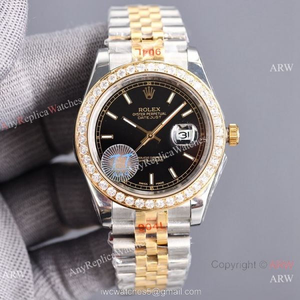 Swiss Quality Copy Rolex Datejust II 8215 Watch 904L Two Tone Diamonds Bezel 1