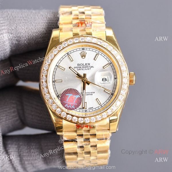 Swiss Quality Copy Rolex Datejust II 8215 Watch 904L Yellow Gold Diamond Bezel 41mm 1