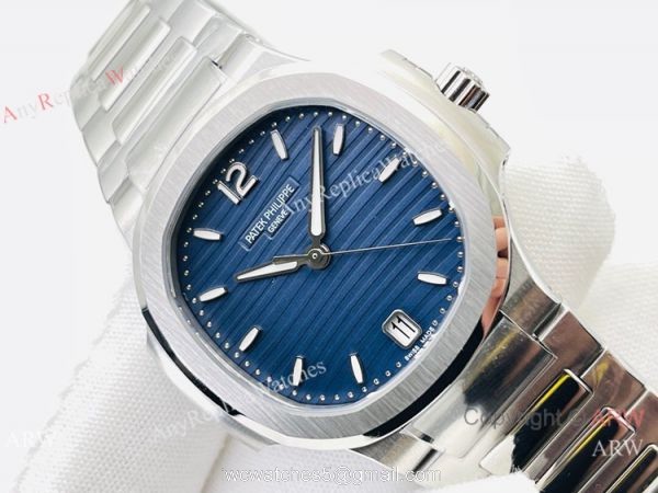 3K Factory 1:1 Best Patek Philippe Nautilus Ladies Cal.324 Watch Blue Face 34mm 1