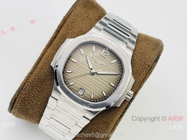 3K Factory 1:1 Replica Patek Philippe Nautilus Ladies 34 Watch Silver Steel Gray Dial 1