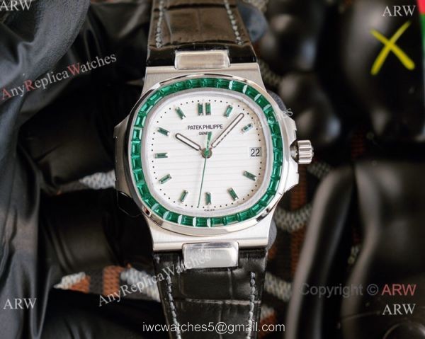 New! Swiss Grade Patek Philippe Nautilus New 5711 Watch 40.5mm Stainless Steel Green Diamond Bezel 1