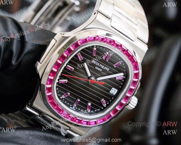 New! Swiss Replica Patek Philippe Nautilus PinkBlack Watch 40.5mm Limited New PP5711 1