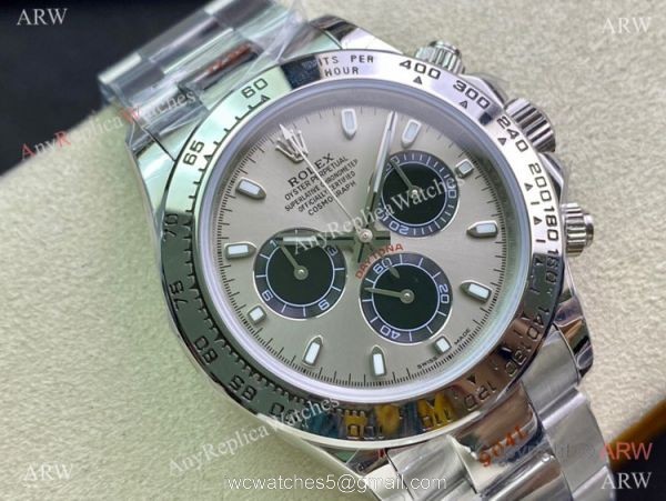 Highest Quality Rolex Daytona Gray Face 904L Stainless Steel Watch 7750 Chrono 40mm 1