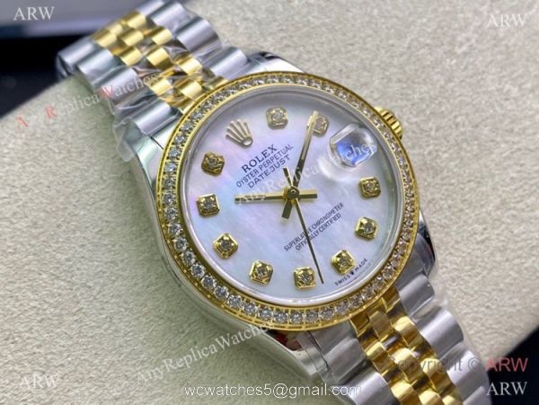 Swiss Copy Rolex Datejust I Two Tone Mop Dial Diamond watch 31mm Mid-size 1