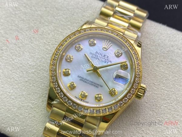 Swiss Replica Rolex Datejust 31mm Diamond watch Yellow Gold Presidential 1