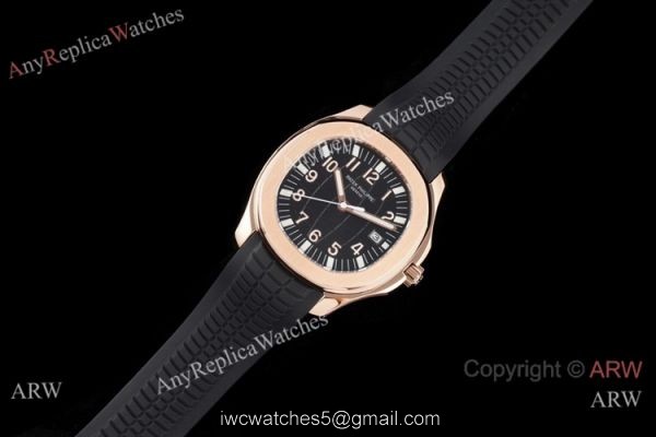 Swiss Quality Copy Patek Philippe Aquanaut Rose Gold Black Dial Citizen 8215 Watch 1