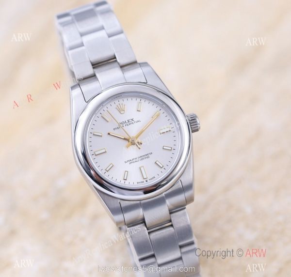 Replica Rolex Oyster Perpetual White Dial Stainless Steel Lady Watch 1