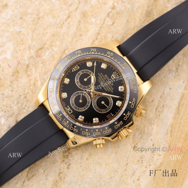 Replica V3 Rolex Daytona Black Face Gold Case Ceramic bezel Man Watch 1