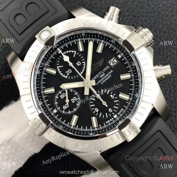 Grade AAA Clone Breitling Avenger Chronograph 43 A7750 Watch Black Rubber Band 1