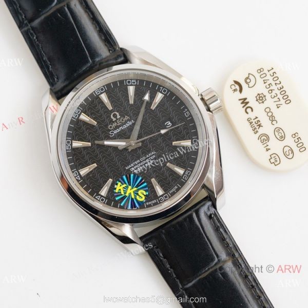 Swiss Quality Omega Aqua Terra 150m Citizen 8215 Watch Blue Wave Leather Strap 1