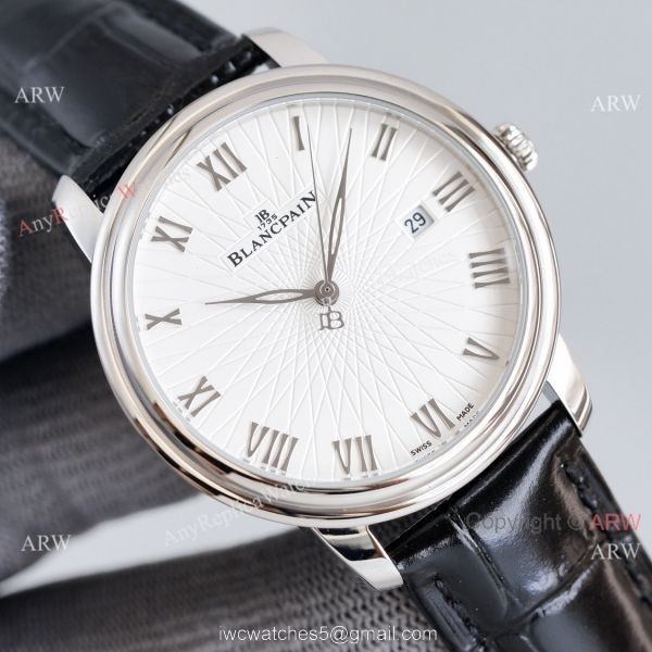 Replica Blancpain Villeret White Dial Leather Strap 40MM Watch With Roman Markers 1
