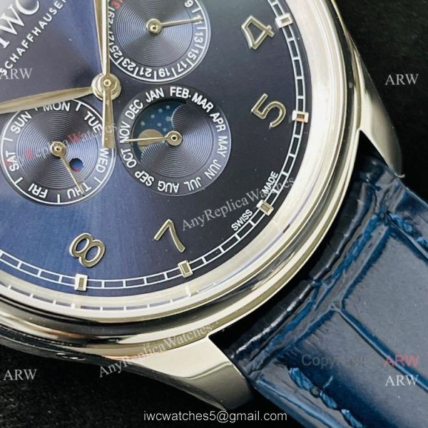 IWS Factory V2 IWC Portuguese Perpetual Calendar Watch Blue Moonphase Dial 40mm 1