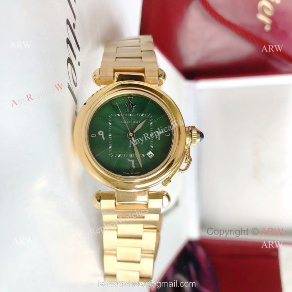 2022 New Copy Cartier Pasha Middle East Limited Edition All Gold Olive Green Dial Watch 1