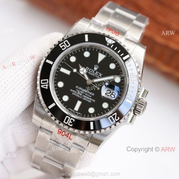 AVA Swiss Copy Rolex Submariner Date 40 Cal.3135 Watch Black Dial 904L Steel 1