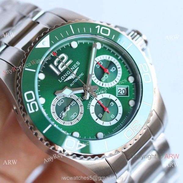 Swiss Replica Longines Hydroconquest 7750 Chronograph TWF Olive Green Watch 41mm 1