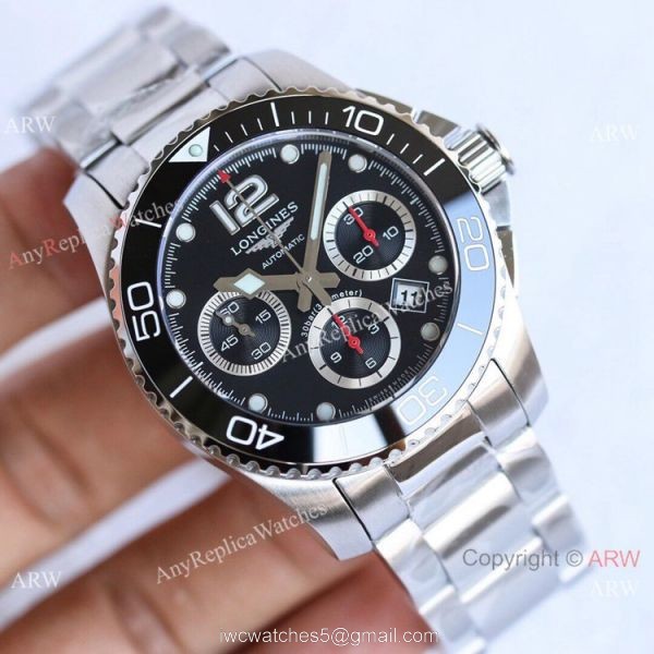 Swiss Replica Longines Hydroconquest 7750 TWF Ss Black Dial Watch 41mm 1