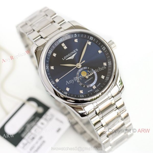(GF) Swiss Grade Longines Master Moon phase Watch L899.5 Movement Blue Face 1
