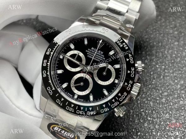 Better Factory New 4130 Rolex Daytona Watch 904L Steel Black Dial BTF 4130 Movement 1
