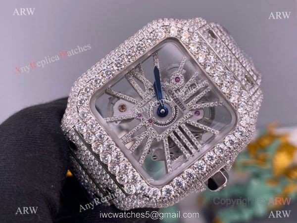 TW Factory Santos de Cartier Skeleton Watch Iced Out Cartier Automatic 1