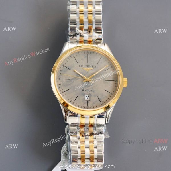 Replica Longines Elegant 2-Tone Steel Strap Rose Gold Bezel 8215 Movement Watch 1