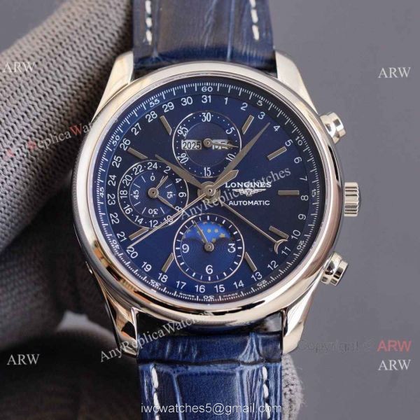 Replica Longines Master Collection Moonphase Leather Strap 40MM Watch With Arabic Markers 1