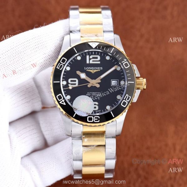 Swiss Quality Longines Hydroconquest Citizen8215 2-Tone Ceramic Bezel Black Dial Watch 41 1