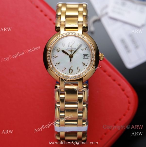 Swiss Quartz Longines PrimaLuna Lady Watch Pink MOP Face Diamond bezel 1