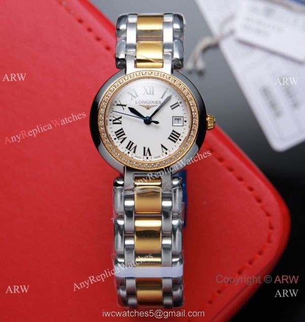 Swiss Quartz Longines PrimaLuna Replica Watches All Gold White Face 1