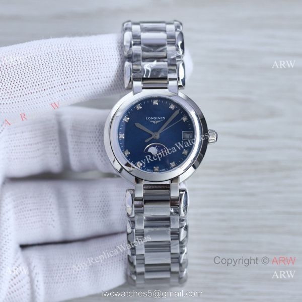Swiss Quartz Longines PrimaLuna Moon Watch White Mop Face AAA Replica 1