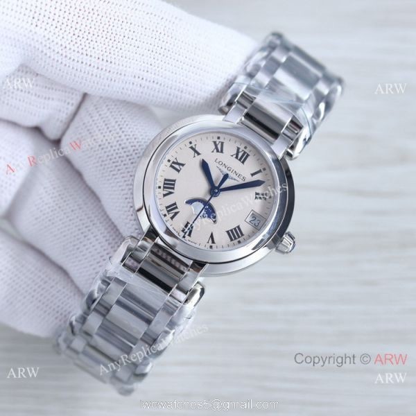 Swiss Quartz Longines PrimaLuna Moon Phase Watch Cream Face Women 1
