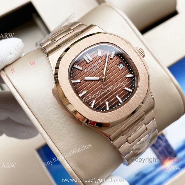Swiss Quality Patek Philippe Nautilus Citizen 8215 Rose Gold Blue Replica Watches 1