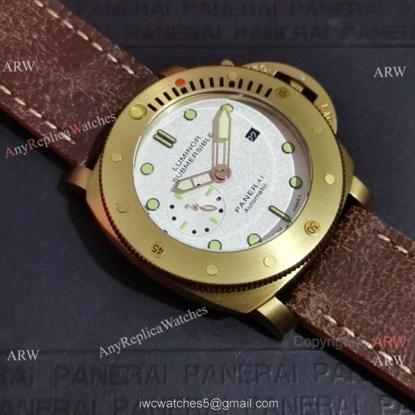 New Clone Panerai Submersible Bianco PAM1223 Watch 42mm Yellow Gold Case 1