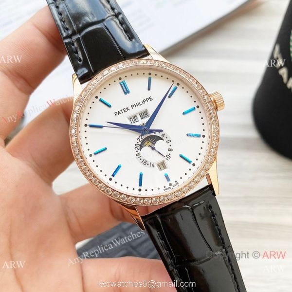 Clone Patek Philippe Calatrava Annual calendar Watch Rose Gold Case 42mm 1