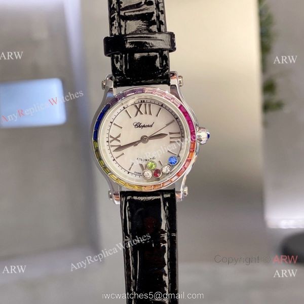 Chopard Happy Sport 30 Watch Rainbow bezel 2-Tone Rose Gold 1