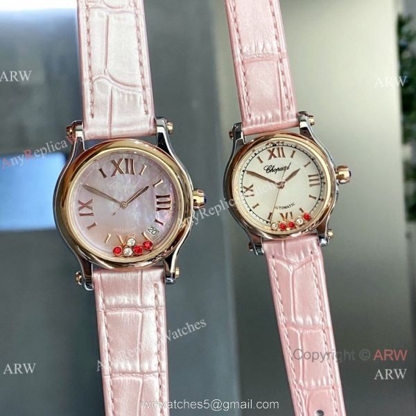 Clone Chopard Happy Sport Couple Watches Quartz 2-Tone Rose Gold 1