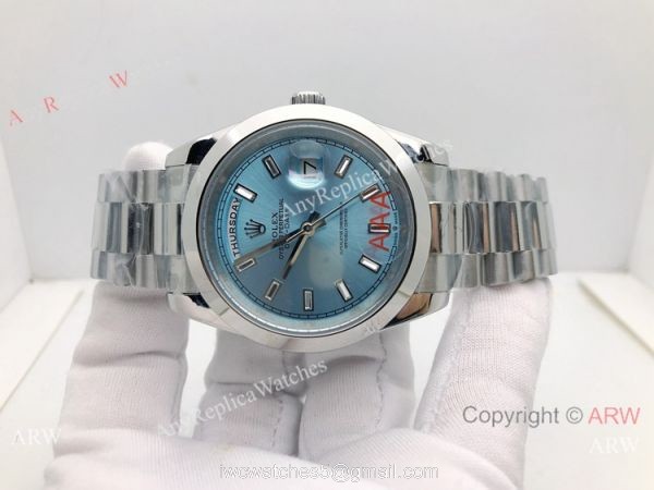 Clone Rolex Day-Date Ice Blue 40mm Presidential Diamond Markers 1