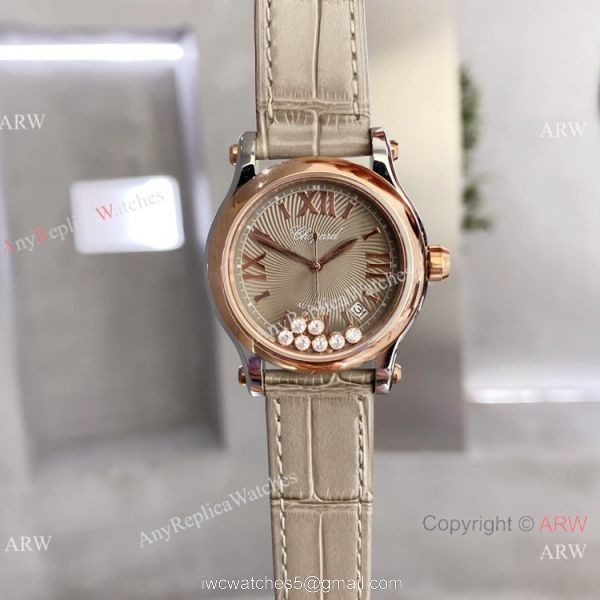 Knockoff Chopard Happy Sport Watch Rhodium Grey Rose Gold quartz 1